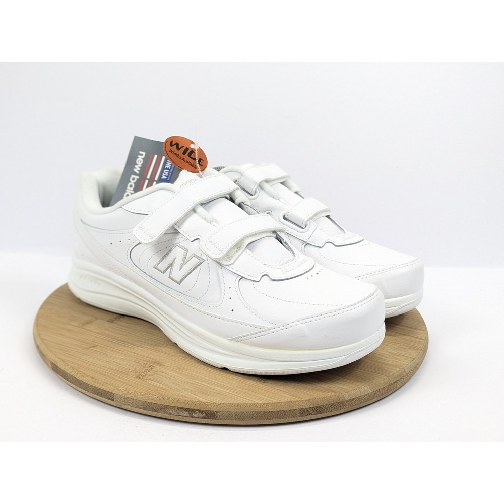 New Balance 577 White Mens 10.5 2E Wide Shoes Strap Leather Walking Sneakers USA
